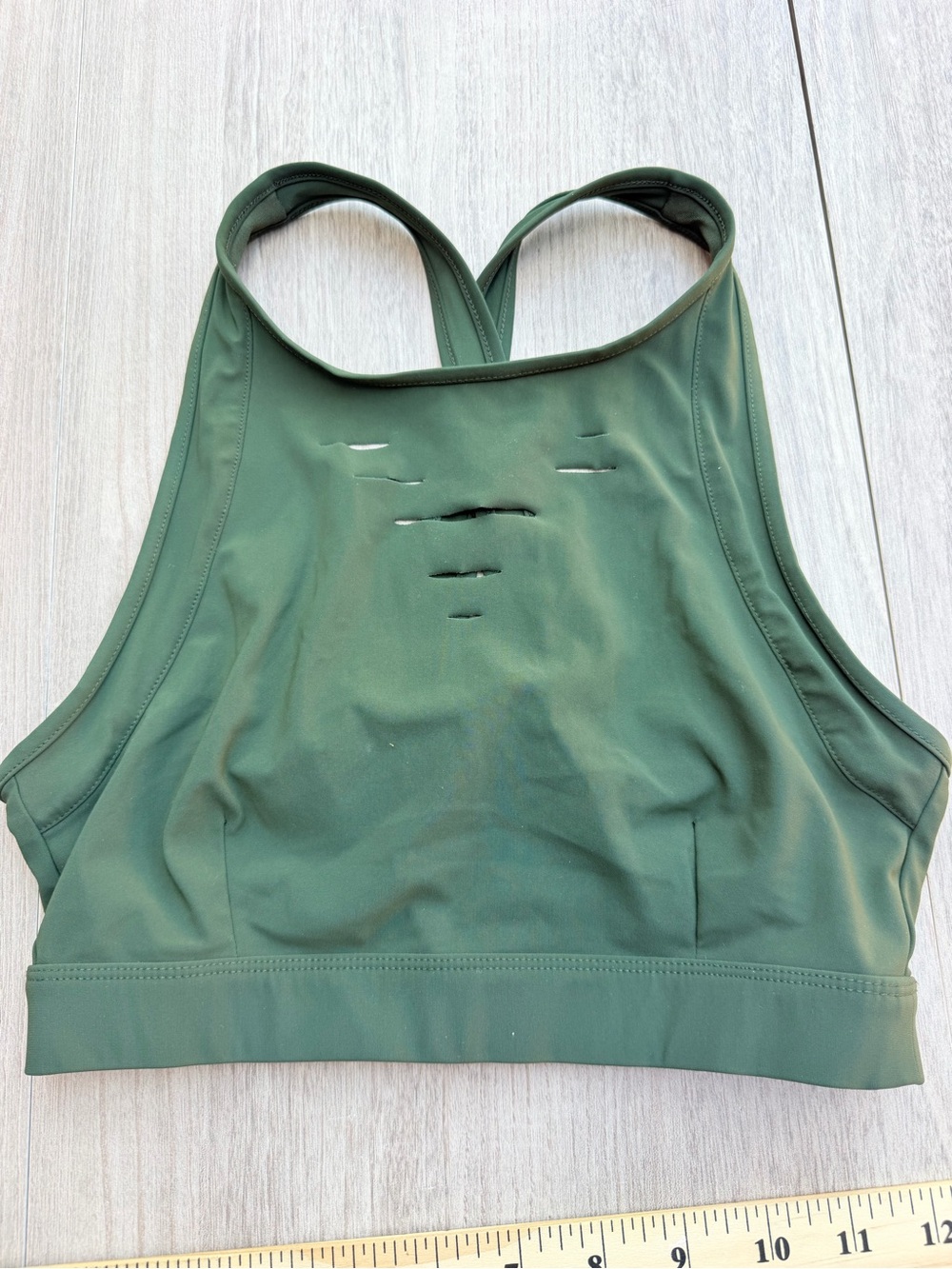 Olive Green High-Neck Sports Bra